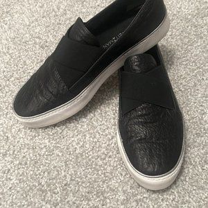 Stuart Weitzman Black Leather Slip-On Sneakers (Size 9M)